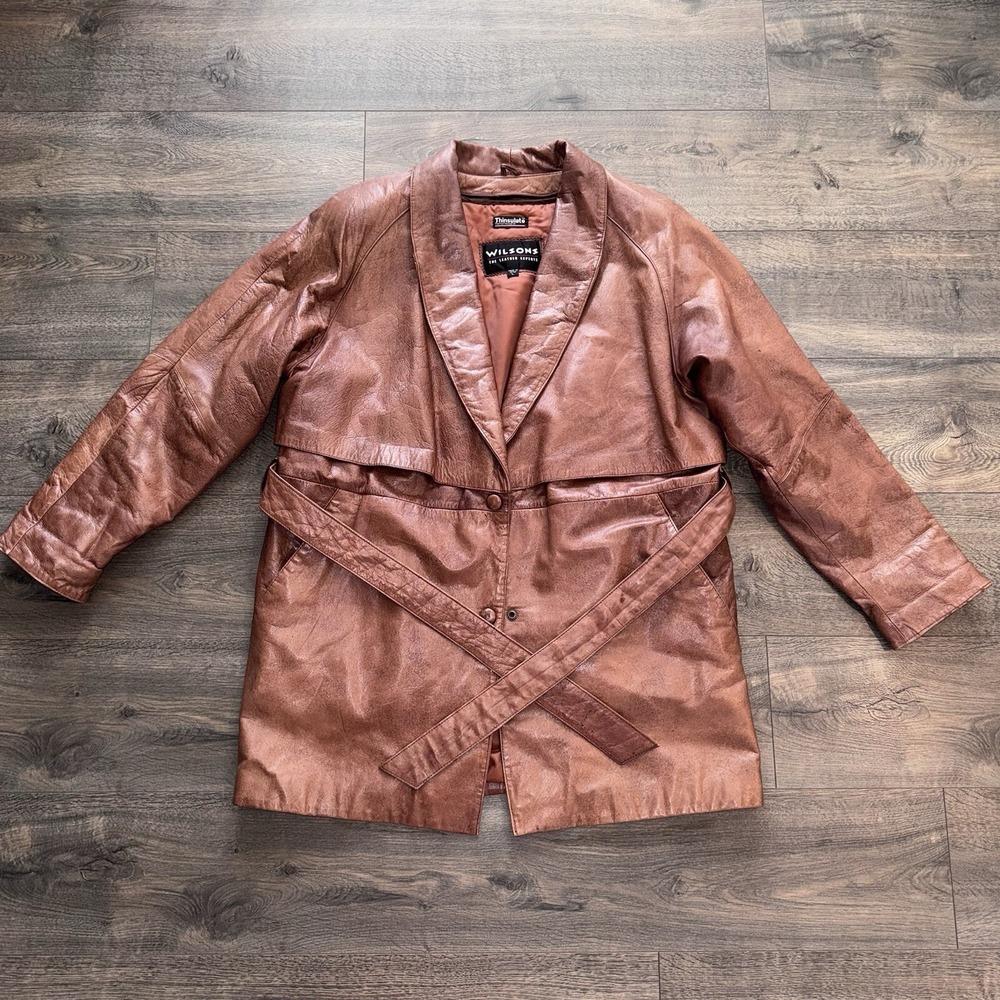 Wilsons Thinsulate 3M Women's Distressed Leather Jacket Belted Adventure Bound L